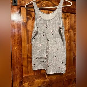 Gray tank top with pink flowers on it! Bought from kohls originally!